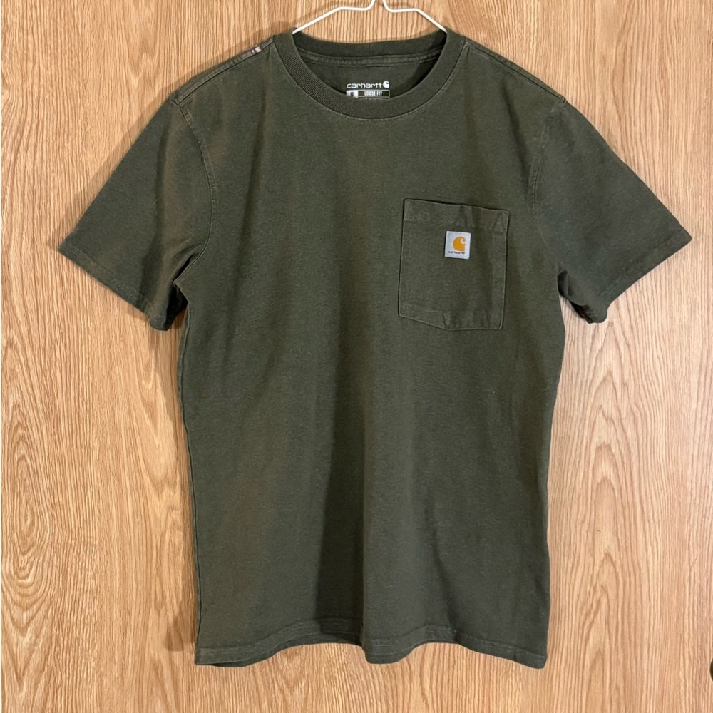 Carhartt Olive Loose Fit Crewneck Short Sleeve Pocket Tee